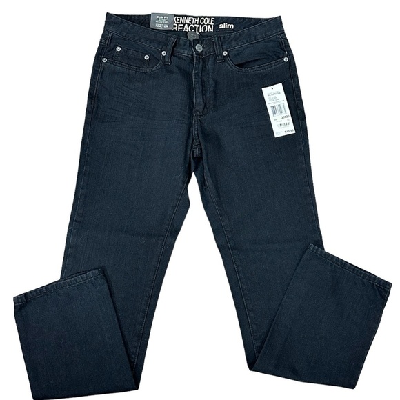 Men's Kenneth Cole Reaction Jeans 30 x 30 Black Silm Straight Low Rise Denim NWT - Picture 3 of 12